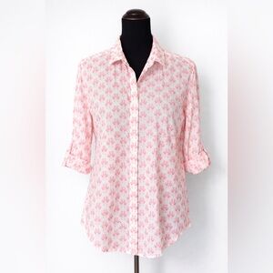 Tommy Bahama Pink Flamingo Print Button Down Shirt – Women’s Size Large